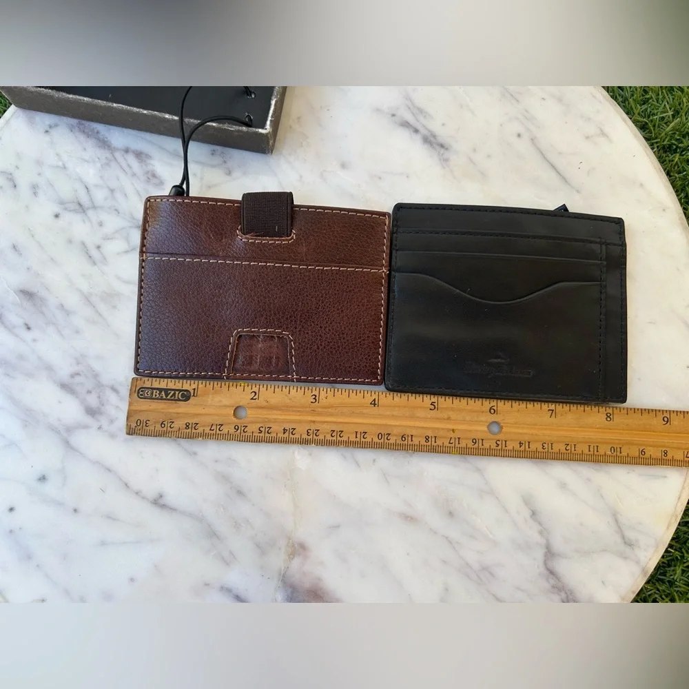 BOCONI & Tommy Bahamas cognac /black leather card holder wallet for men bundles